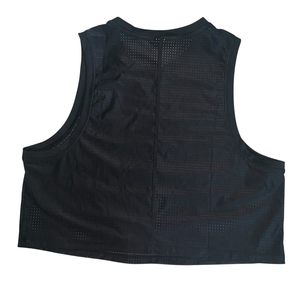 Fabletics Black Perforated Mesh Boxy Tank Activewear L Scoop Neck Sleeveless NWT - Picture 2 of 7